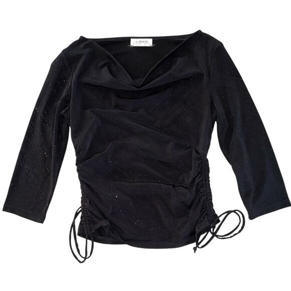 A Byer Vintage Black Sparkle Pullover Ruched Top Large - Picture 2 of 8